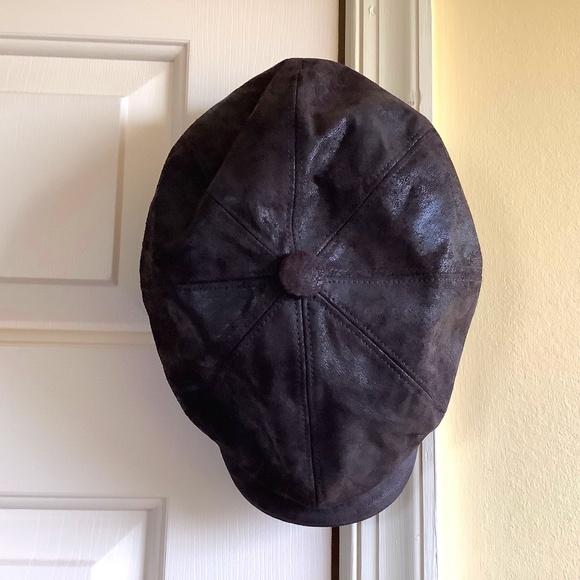 Stetson Rustic Leather Cap Newsboy Dark Brown Size Large - Picture 1 of 12